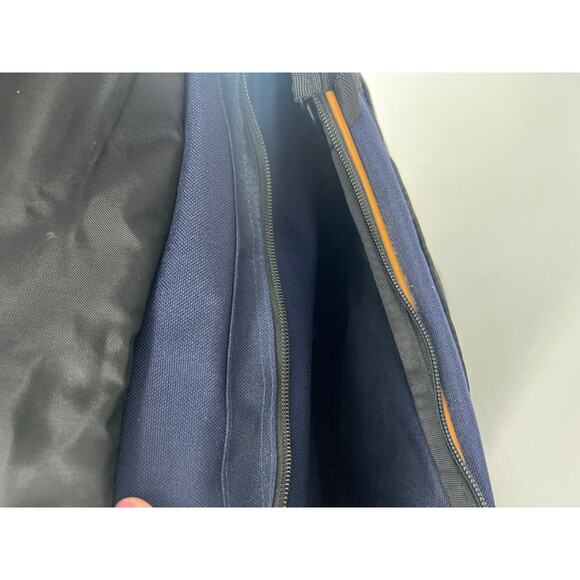 Vintage LL Bean Bag Blue Tan Waxed Canvas Laptop School 18 x 12 Work Career - Picture 6 of 12